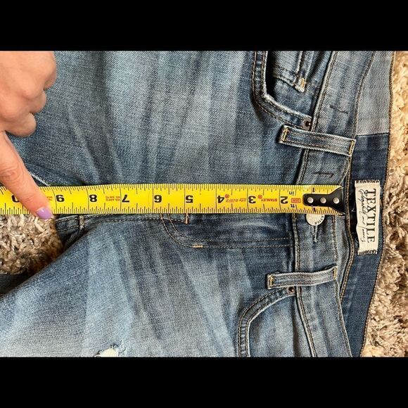 TEXTILE elizabeth & james stewart flare jean rips & slits sz 27 EUC light wash - Picture 11 of 14